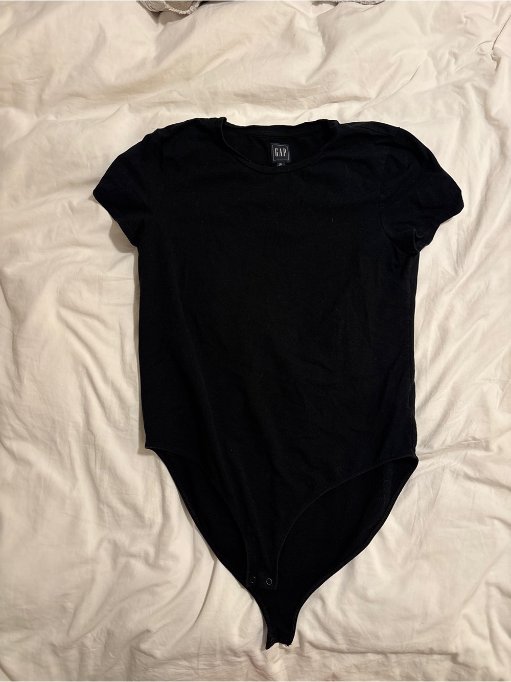GAP Black Short-Sleeve Snap-Front Bodysuit XL Tall
